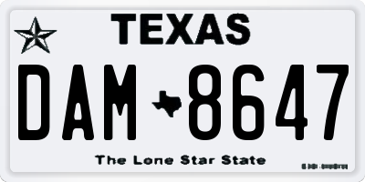 TX license plate DAM8647