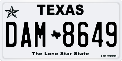 TX license plate DAM8649