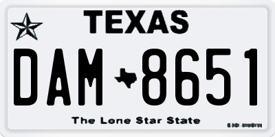 TX license plate DAM8651