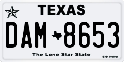 TX license plate DAM8653