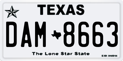 TX license plate DAM8663
