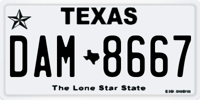TX license plate DAM8667
