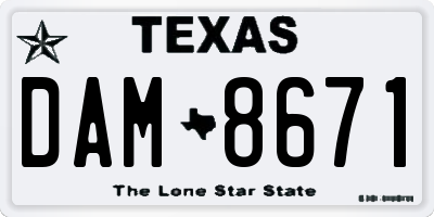 TX license plate DAM8671