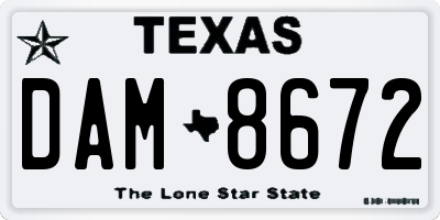 TX license plate DAM8672
