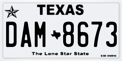 TX license plate DAM8673