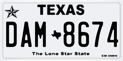 TX license plate DAM8674