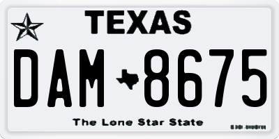 TX license plate DAM8675