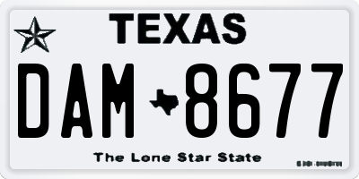TX license plate DAM8677