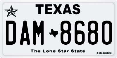 TX license plate DAM8680