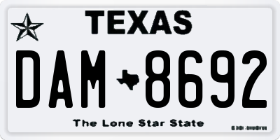 TX license plate DAM8692