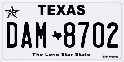 TX license plate DAM8702