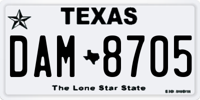 TX license plate DAM8705