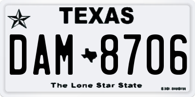 TX license plate DAM8706
