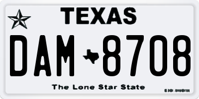 TX license plate DAM8708