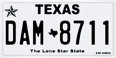 TX license plate DAM8711