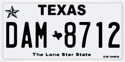 TX license plate DAM8712