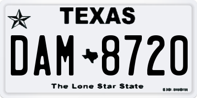 TX license plate DAM8720