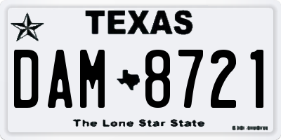 TX license plate DAM8721