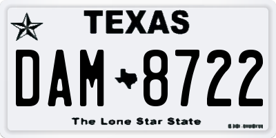 TX license plate DAM8722