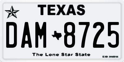 TX license plate DAM8725