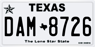 TX license plate DAM8726