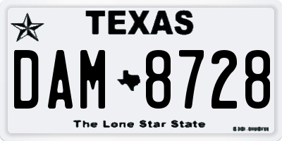 TX license plate DAM8728