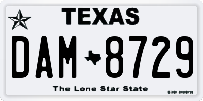 TX license plate DAM8729