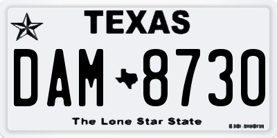TX license plate DAM8730