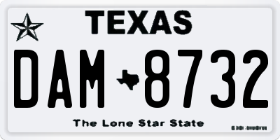 TX license plate DAM8732