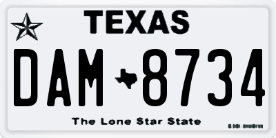 TX license plate DAM8734