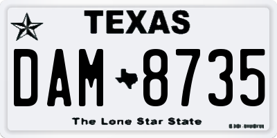 TX license plate DAM8735