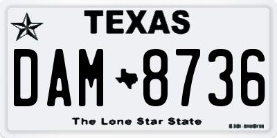TX license plate DAM8736