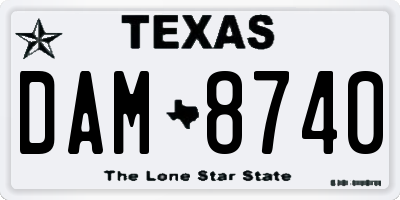 TX license plate DAM8740