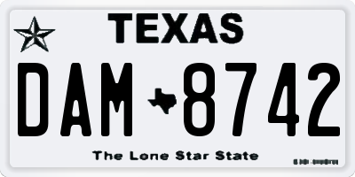 TX license plate DAM8742