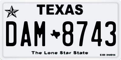 TX license plate DAM8743