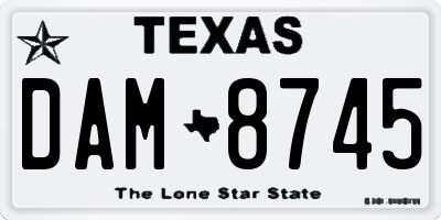 TX license plate DAM8745