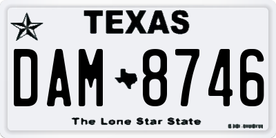 TX license plate DAM8746