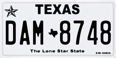 TX license plate DAM8748