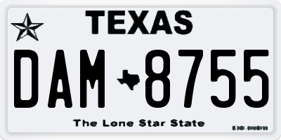 TX license plate DAM8755