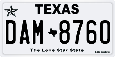 TX license plate DAM8760