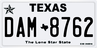 TX license plate DAM8762