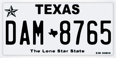 TX license plate DAM8765