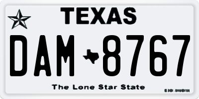 TX license plate DAM8767
