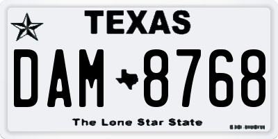 TX license plate DAM8768