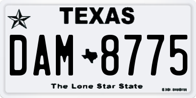 TX license plate DAM8775