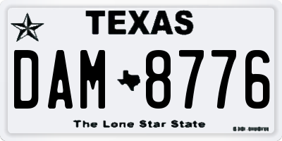 TX license plate DAM8776