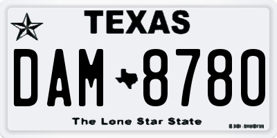 TX license plate DAM8780