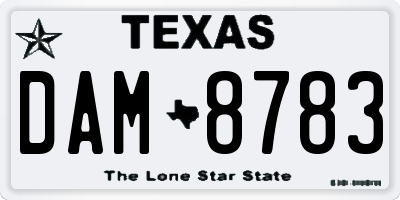 TX license plate DAM8783