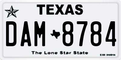 TX license plate DAM8784