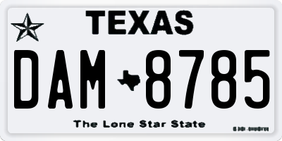 TX license plate DAM8785